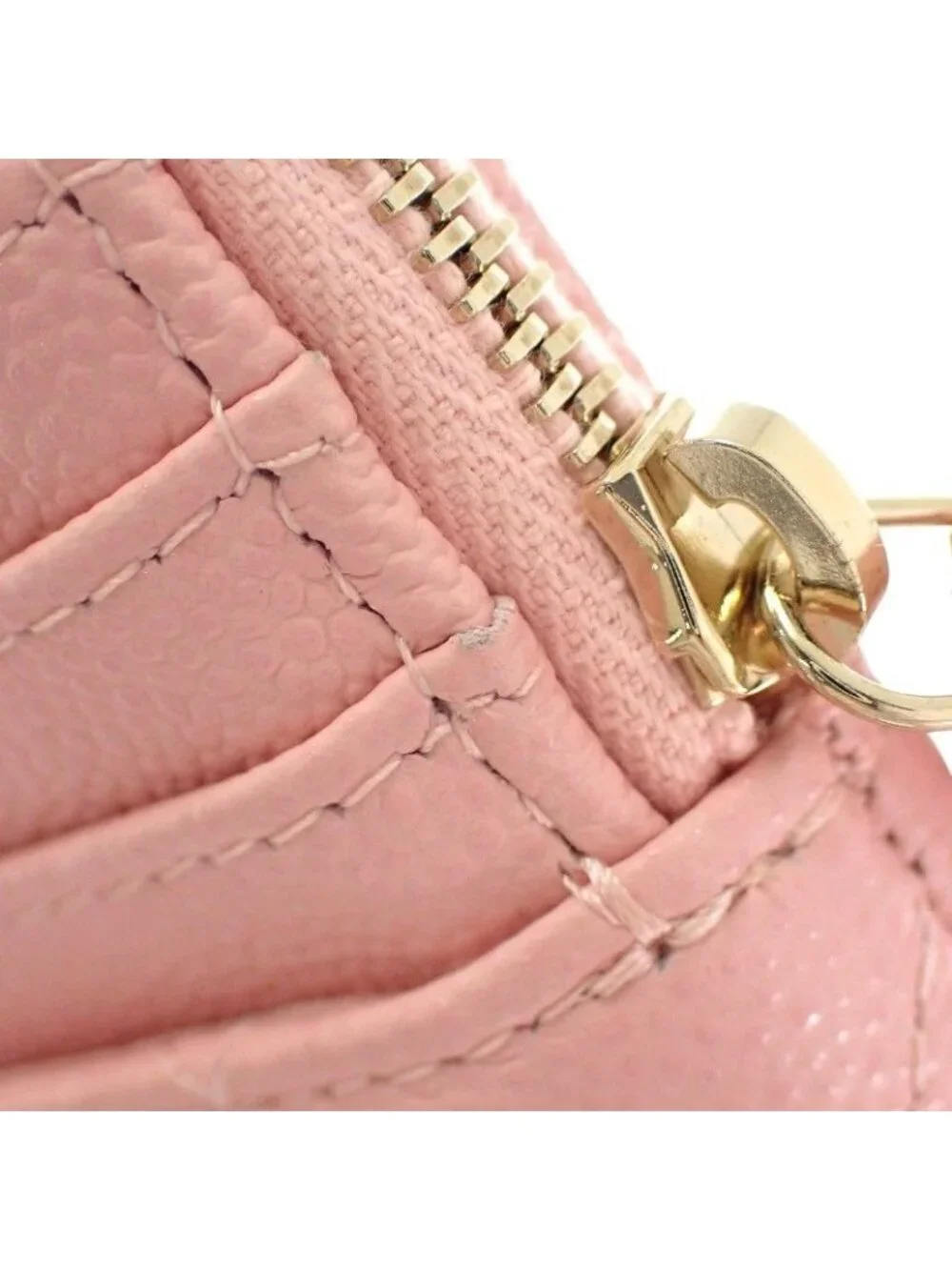 Chanel Classic Zip Coin Purse Mini Wallet Caviar Leather Pink Quilted CC Logo